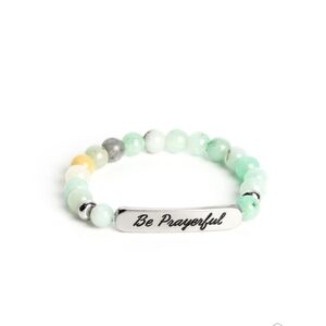 Be Prayerful Silver and Green Bracelet